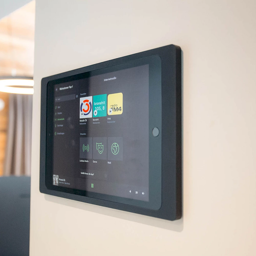 Smart home technology in the Adler Chalet Ischgl. Various functions can only be controlled via the iPad.